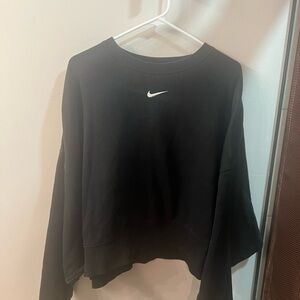 Nike Women’s Black Crewneck Sweatshirt with White Swoosh